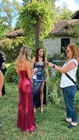 Fuchsia Princess Long Prom Dress Sequin Sleeveless Gown,Evening Dresses cg24864