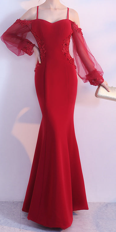 Red Spandex Mermaid Long Prom Dress 2020, Red Formal Gowns, Red Formal Dresses cg6907