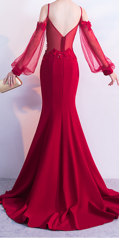 Red Spandex Mermaid Long Prom Dress 2020, Red Formal Gowns, Red Formal Dresses cg6907
