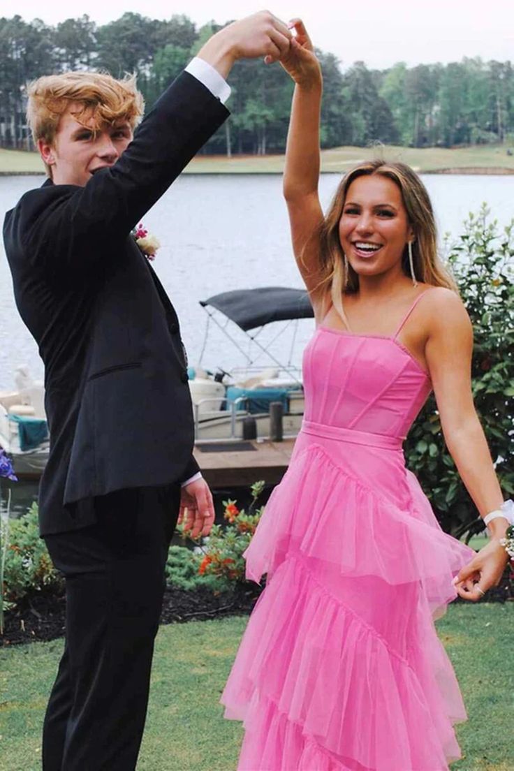 Princess Hot Pink Long Prom Dress Layered Tulle Sleeveless Corset Gown,Evening Dresses cg24859
