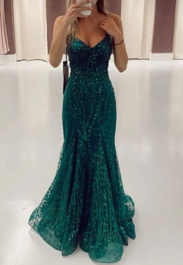 Mermaid green prom dress Long Prom Dresses cg24907