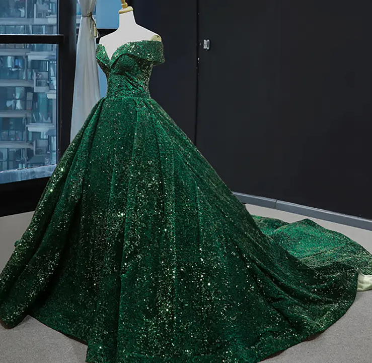 Unique a line long prom dress, green long evening dress cg21447