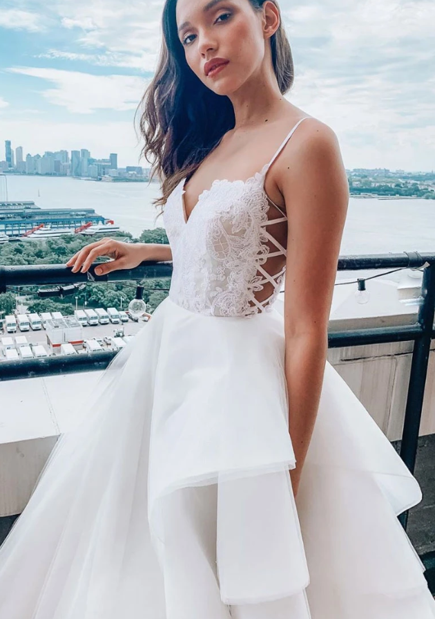 White sweetheart tulle lace long prom dress tulle formal dress cg13262