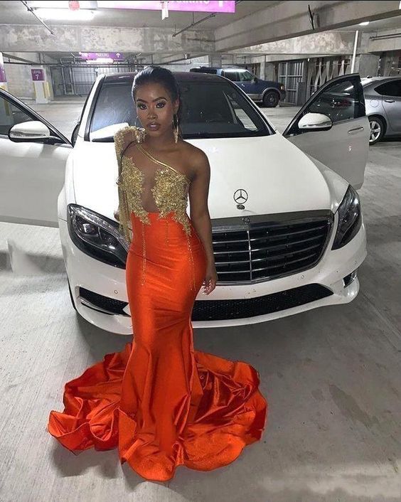 Orange Unique Long Prom Dress Formal Dress With Train cg13588