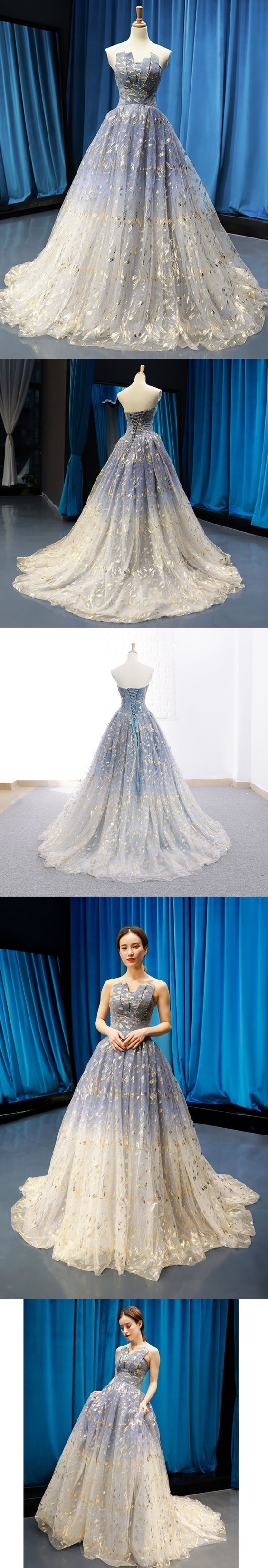 Ball Gown Strapless Sparkly Prom Dress Long Brush/Sweep Train Prom/Evening Dress cg1428