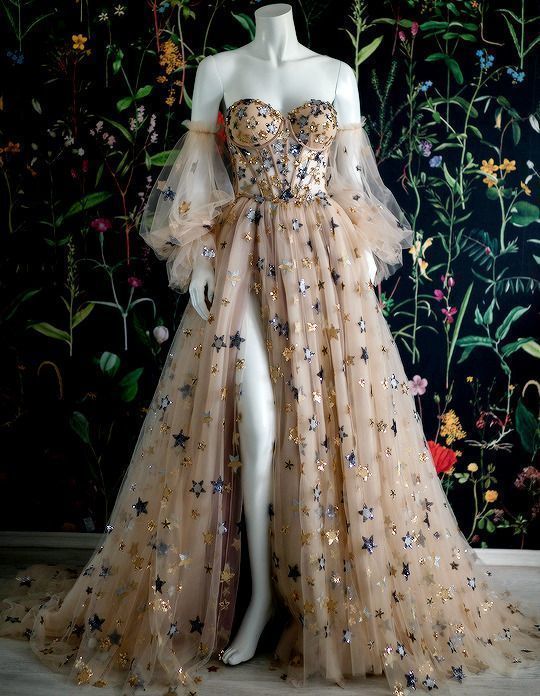 Off the shoulder long prom dress with start appliques cg14454