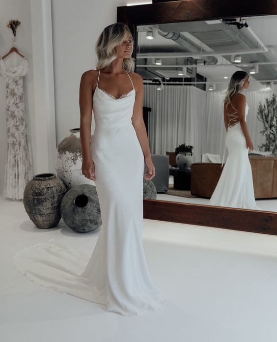 White Mermaid Long Prom Dress, Backless Prom Dress cg15310
