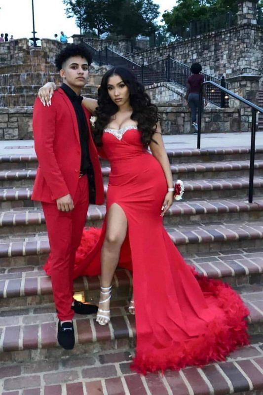 Beautiful Sweetheart Side Red Prom Dresses cg15368