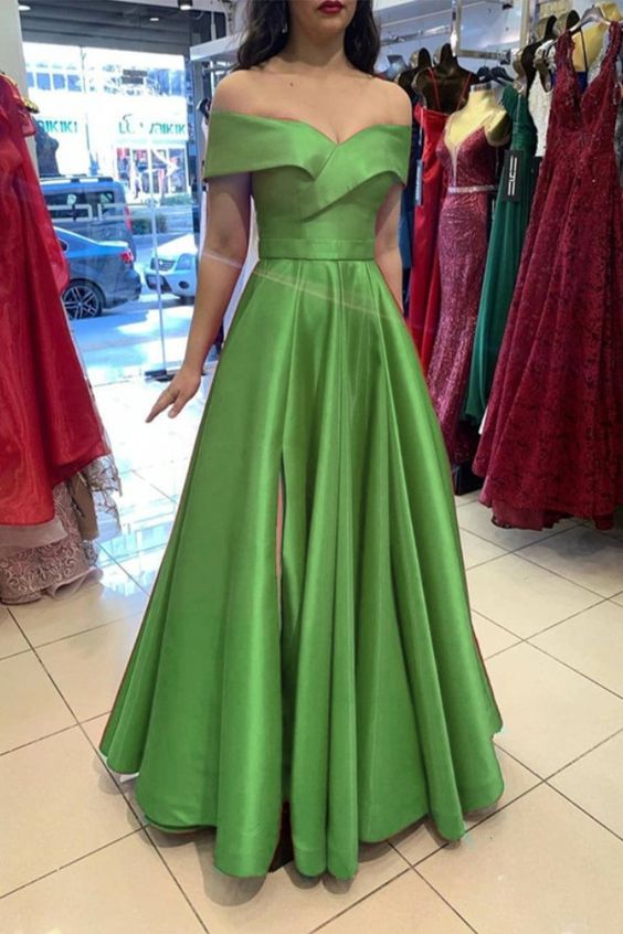 sage green bridesmaid dresses long satin off the shoulder evening gowns Prom Dress cg15860
