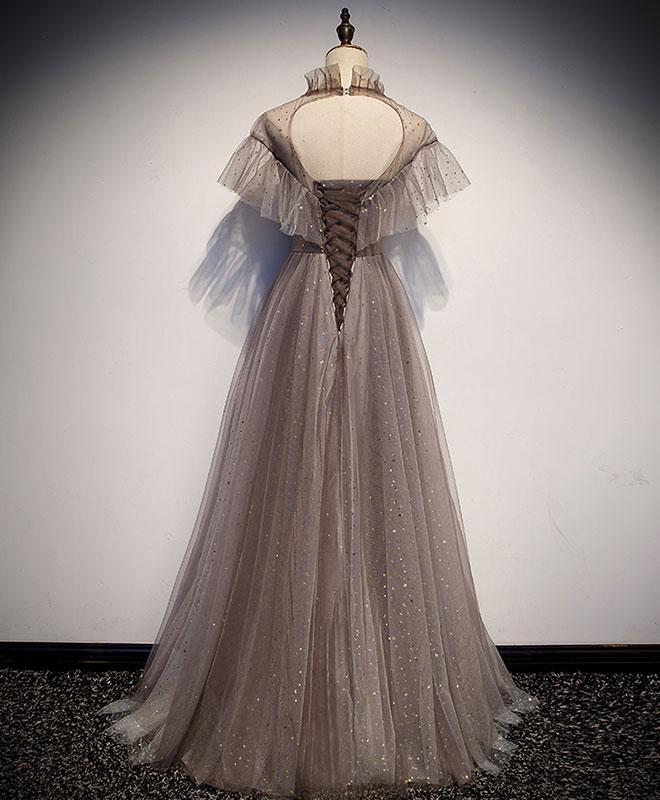 Beautiful Shiny Tulle Long Simple Prom Dress, Tulle Evening Dress 2021 cg16081
