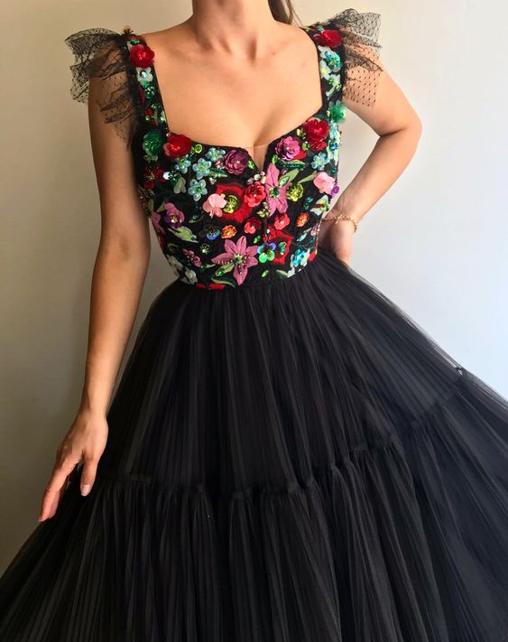 Black long prom dress evening dress Custom made cg18868