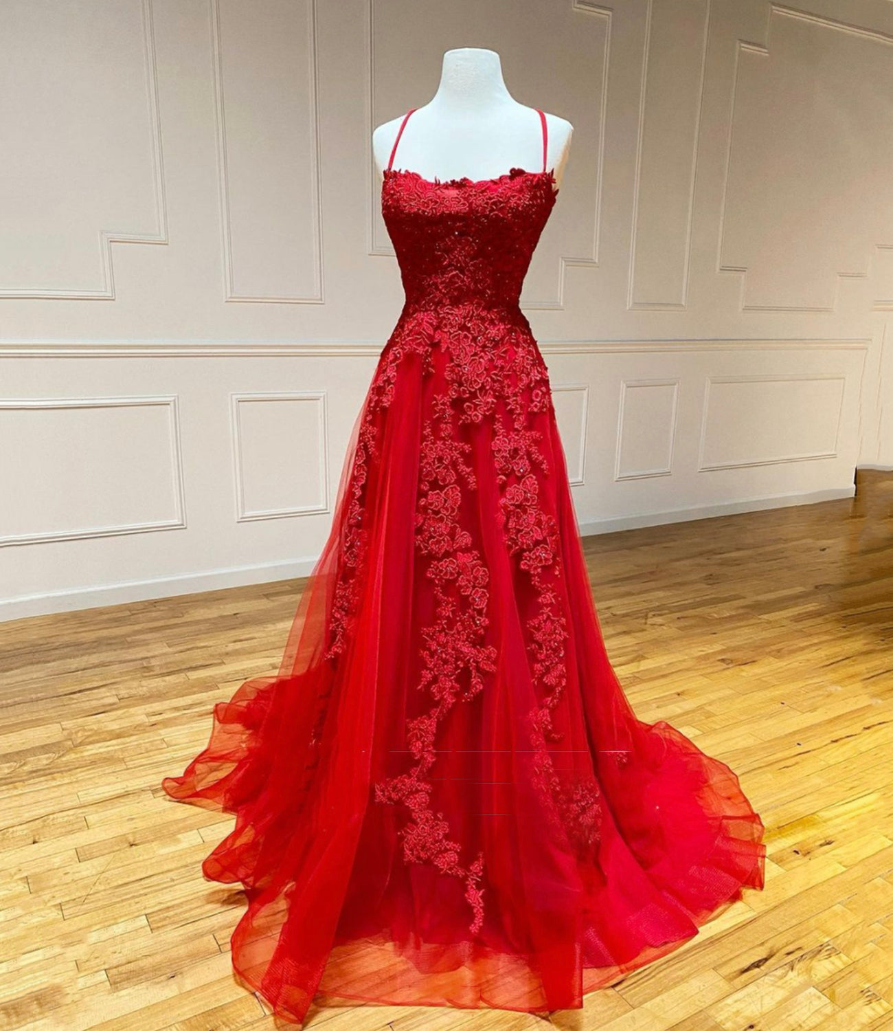 Red lace long prom dress red evening dress cg18912