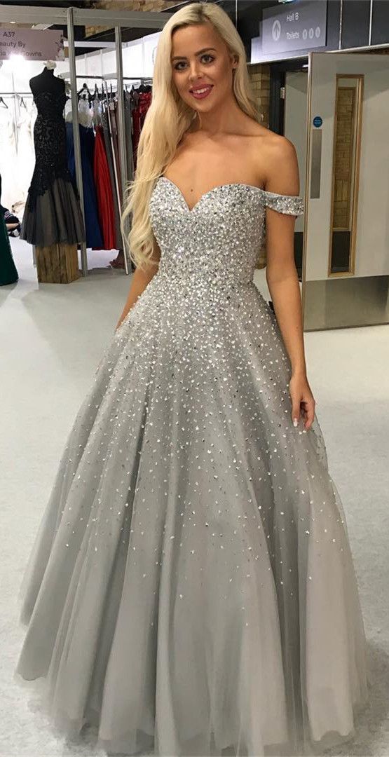 Tulle Off-the-shoulder A-line evening prom Dresses cg1907