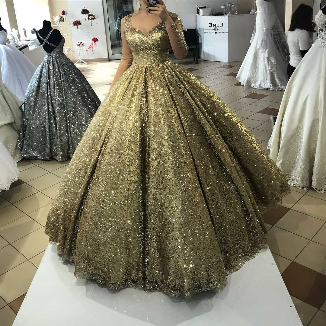 Long Wedding Dresses, gold Prom Formal Evening Dresses cg19658