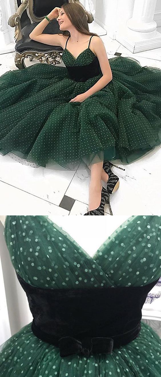 Green Spaghetti Straps Homecoming Dress Tulle Cheap Fashion Homecoming Dress cg2054