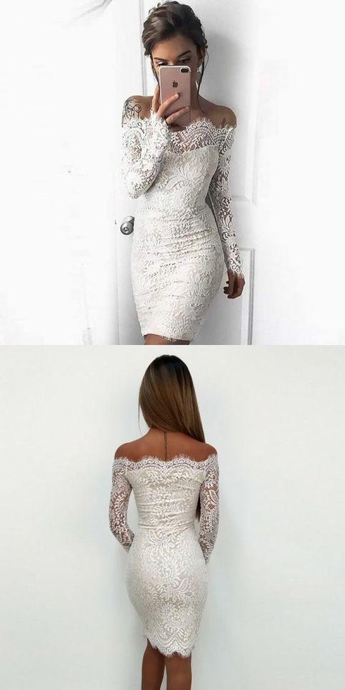 White Lace Homecoming Dress for Teens, Affordable Sexy Short Dresses cg208