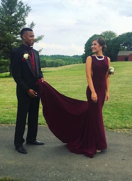 Simple Mermaid/Trumpet Burgundy Prom Dresses cg22629