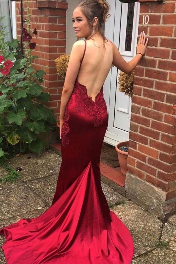 mermaid burgundy prom dress formal dress cg24076