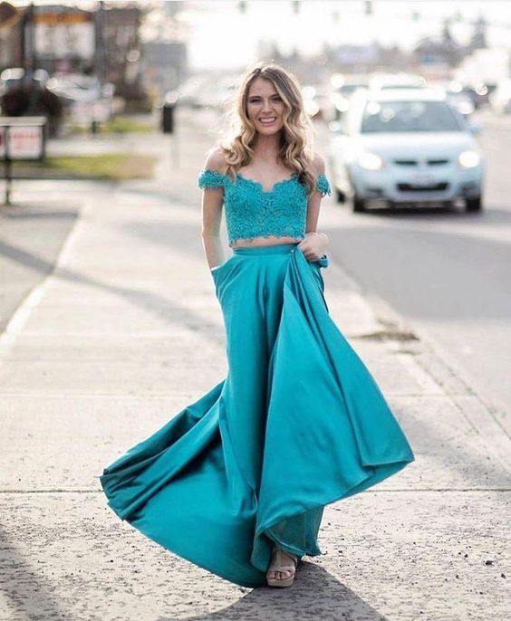 Off Shoulder Turquoise Long Prom Dress cg4622