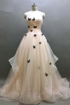 Sweetheart A-line Sweep Train Butterfly Long Prom Dress cg5784