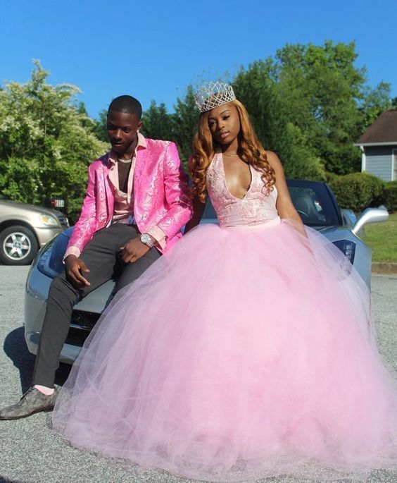 Pink Deep V Neck Long Prom Dress cg5786