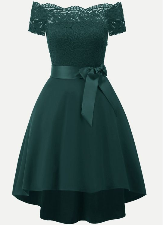 Green Lace High Low homecoming Dress cg5788