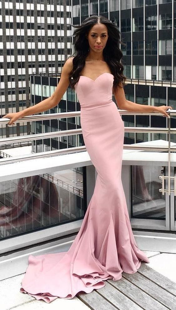 Mermaid Blush Prom Dress,Simple Strapless Formal Party Dress cg5887