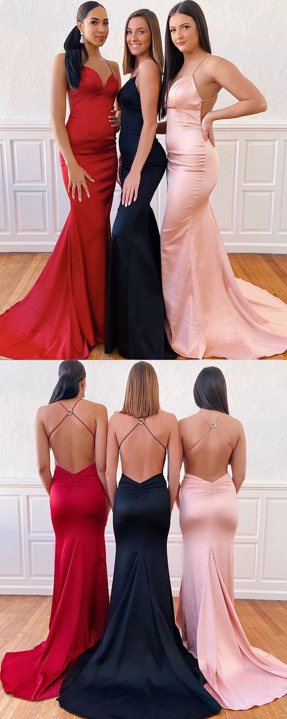 spaghetti straps formal dress, simple prom dress cg5934
