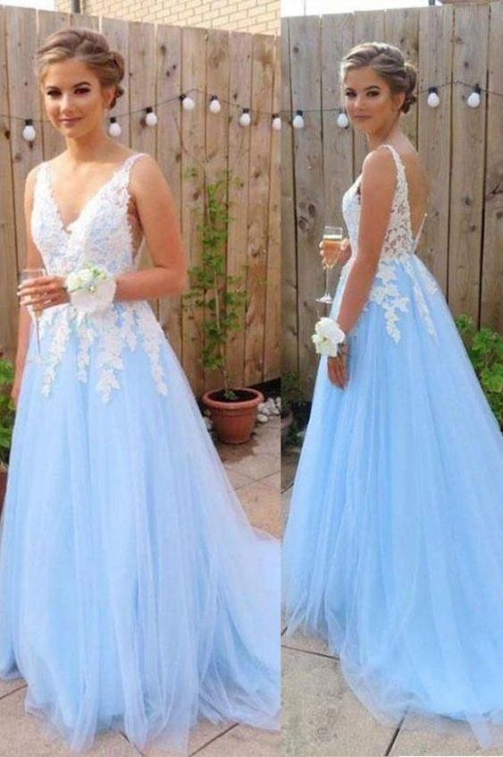 Tulle Long Prom Dress With Applique Custom-made School Dance Dress Fashion Graduation Party Dress cg6006