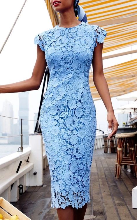 Blue Tea Length prom Dresses With Lace cg6105