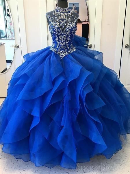 O-Neck Sleeveless Top Beads Ball Gown prom dress ,Tulle Quinceanera Dress cg6339