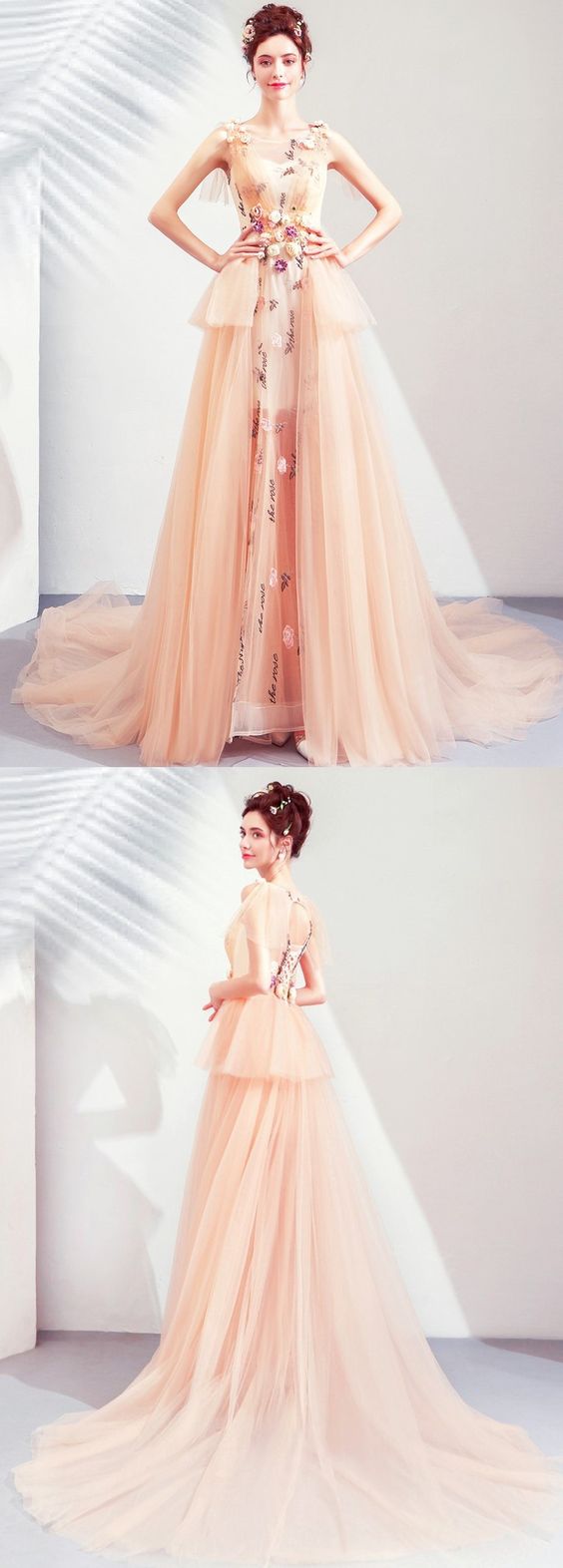 Charming Prom Dress,Tulle Prom Gown, A-Line Prom Dress,Appliques Wedding Gown cg6373