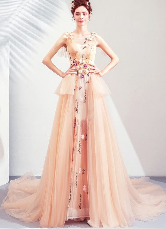 Charming Prom Dress,Tulle Prom Gown, A-Line Prom Dress,Appliques Wedding Gown cg6373