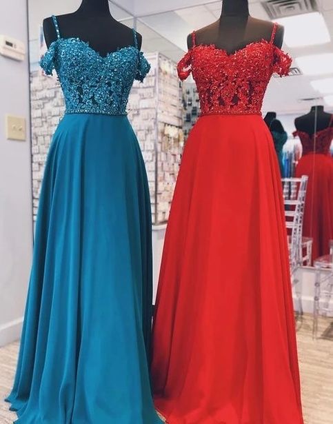 Sweetheart chiffon lace long prom dresses, lace evening dresses cg6412