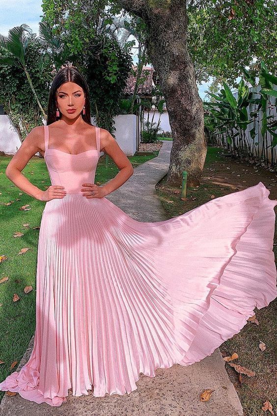 Charming Pretty A-Line Straps Pink Prom Dress cg683
