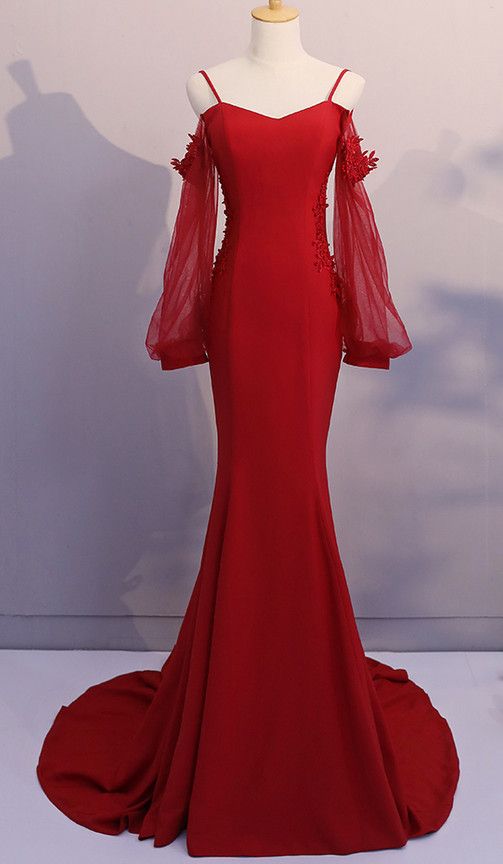 Red Spandex Mermaid Long Prom Dress 2020, Red Formal Gowns, Red Formal Dresses cg6907