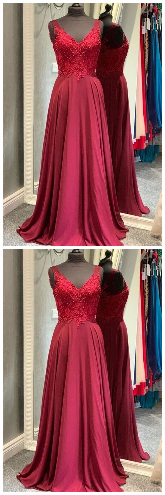 red long prom dress, simple prom dress 2020 cg8723