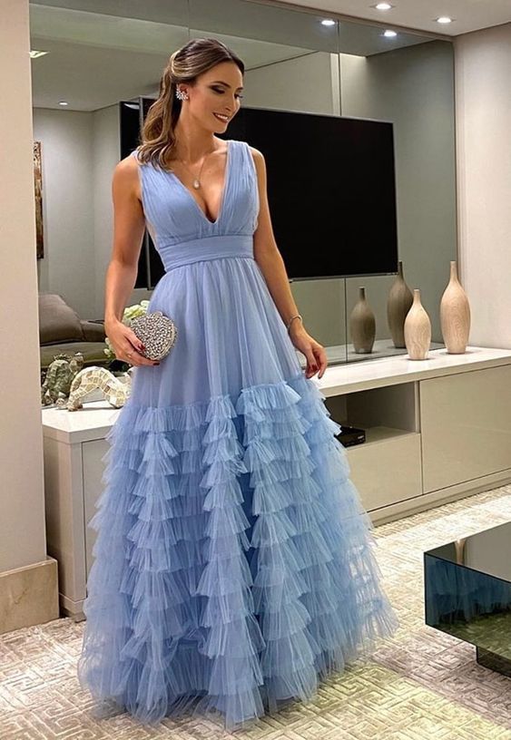 V-neck Sleeveless Long Prom Dress cg9092
