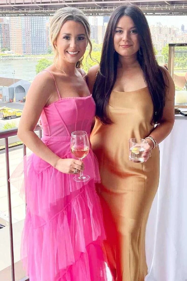Princess Hot Pink Long Prom Dress Layered Tulle Sleeveless Corset Gown,Evening Dresses cg24859