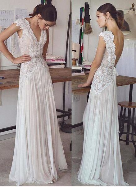 Beach Boho Wedding Dresses Backless Bohemian Lace Tulle Bridal dress prom Gown cg3176