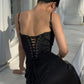 Spaghetti Straps Black Sexy Prom Dress Simple Long Evening Dresses    cg25338