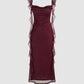 Elegant Sheath Square Neckline Burgundy Chiffon Ruffles Prom Dresses Formal Dress    cg25308