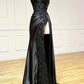 V Neck Satin Lace Long Prom Dress, Lace Long Evening Dress     cg25050