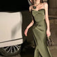 Mermaid Straps Satin Green Prom Dresses Formal Evening Dress      cg25237