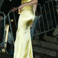 Yellow satin long party dress formal Evening Dresses       cg25256