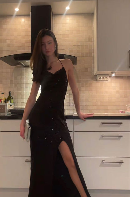 Black Sequin Long Prom Dresses, Sexy Evening Dresses       cg25254