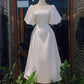 A Line White Short Sleeves Long Party Dress Glam Prom Dress Formal Gown      cg25287