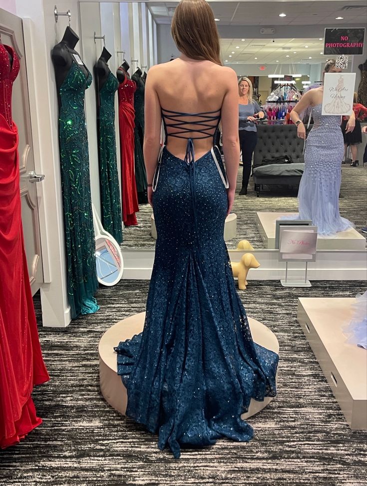 Strapless Mermaid Evening Gowns, Long Prom Dress With Lace Up Back       cg25302