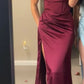 Burgundy Satin Long Evening Dress Glam Prom Dress Formal Gown      cg25289