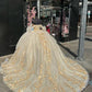 Champagne Quinceanera Dresses With 3D Floral Applique lace-up prom Sweet 16 dress     cg25108